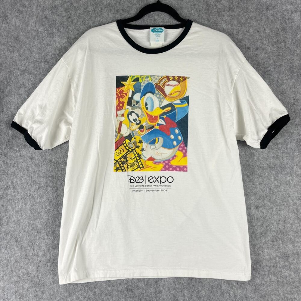 Disney D23 Expo 2009 Shirt Adult Large Ultimate Fan Event Tim Rogerson Ringer
